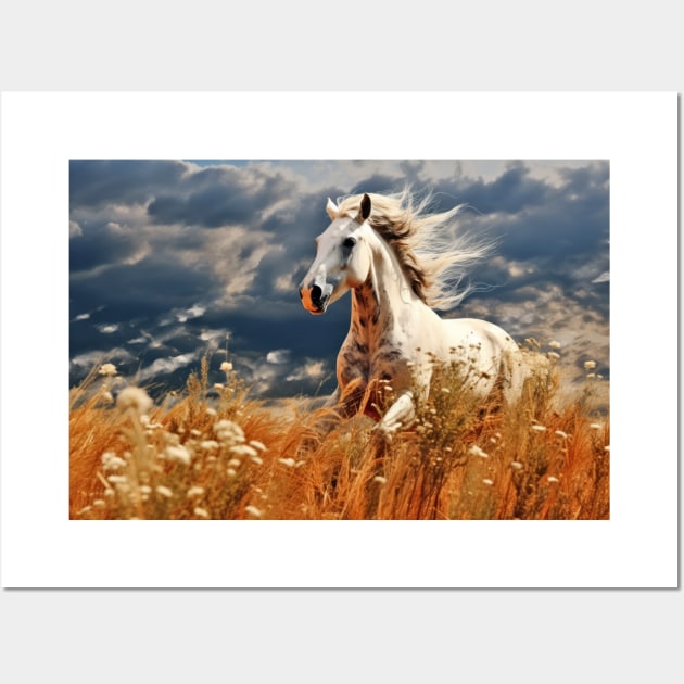 Horse Animal Wildlife Wilderness Colorful Realistic Illustration Wall Art by Cubebox